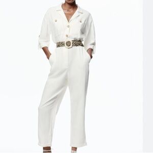 Zara Belted M linen blend jumpsuit